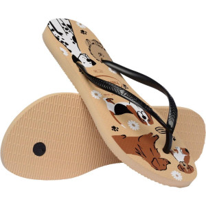 Chinelo Havaianas Feminino Slim Pets 39/0 Preto/dourado-124739-87481