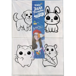 Tela Para Pintura Riscada Pets- Gabi Calazans 15x22cm(s)