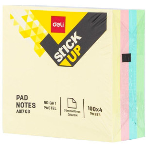 Bloco De Recado Autoadesivo 76x76mm Tons Pasteis 4x100fls