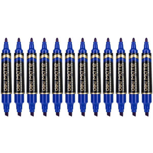 Pincel Marcador Permanente Ponta Chanfrada Duas Pontas Azul-125084-26541