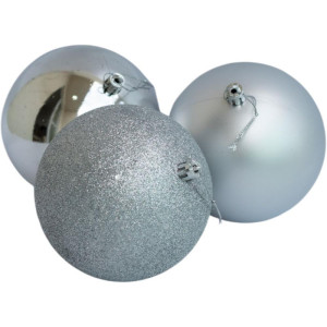 Artigo Para Decoracao Natal Bola 10cm Fosca/metal/gliter Prata