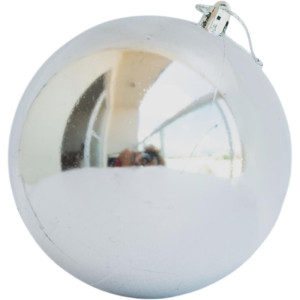 Artigo Para Decoracao Natal Bola 10cm Fosca/metal/gliter Prata-124575-57859