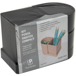 Acessorio Para Mesa Organizador Compact Preto 4 Pecas-125907-77459