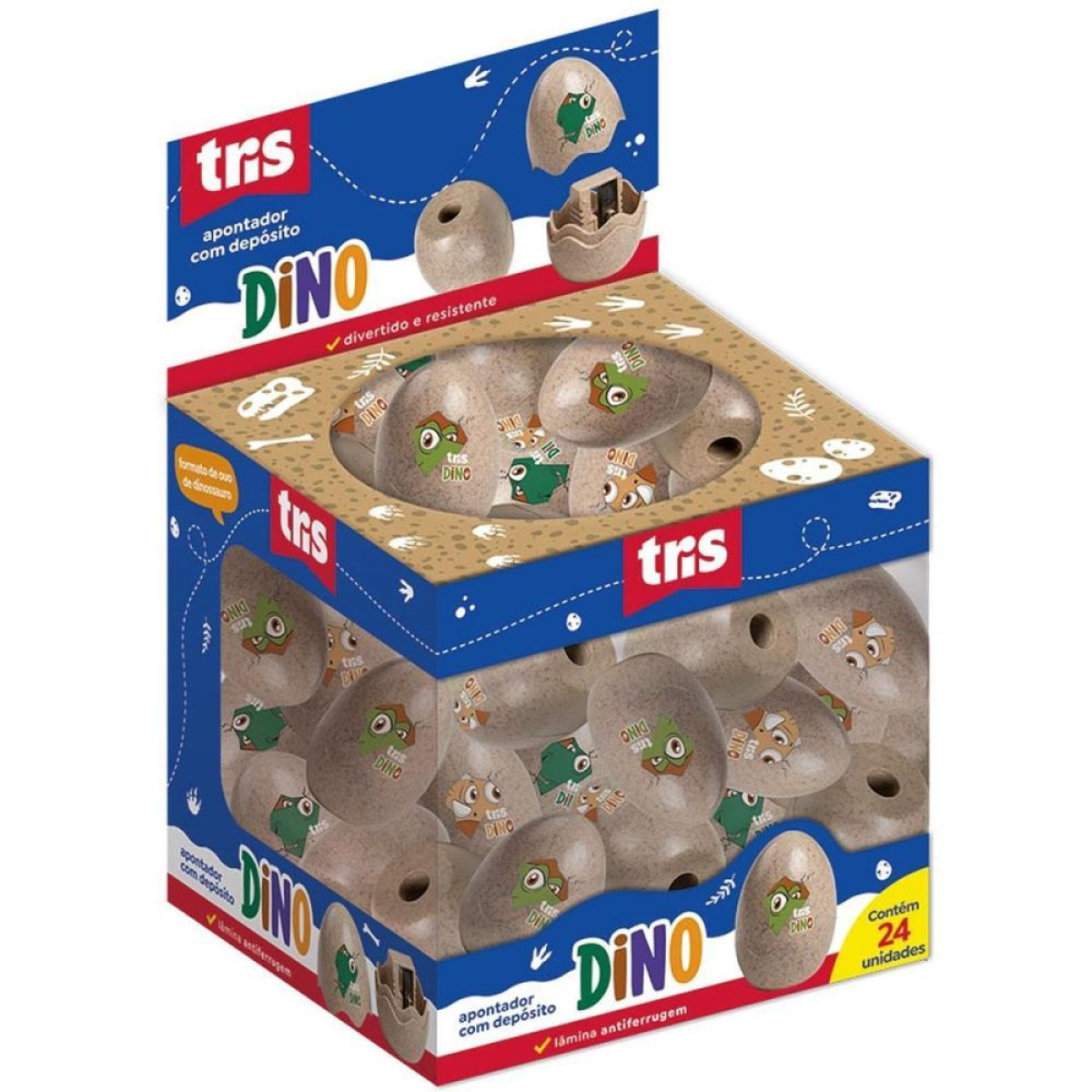 Apontador Com Deposito Decor. Tris Dino 3 Cores-124874-63111