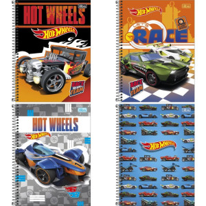 Caderno 01x1 Capa Dura Hot Wheels 80fls Fit
