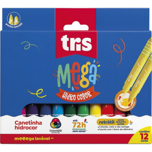 Caneta Hidrografica Jumbo Mega Hidro Color 12 Cores