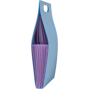 Pasta Sanfonada Plastica A4 12 Divisoes Vertical Azul Pastel-124588-59653