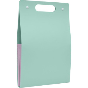 Pasta Sanfonada Plastica A4 12 Divisoes Vertical Verde Pastel-124587-80085