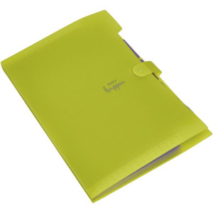 Pasta Sanfonada Plastica A4 5 Divisoes Amarelo Neon-125918-14013