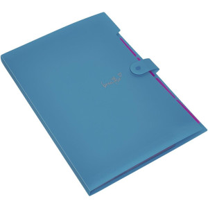 Pasta Sanfonada Plastica A4 5 Divisoes Azul Neon-125917-85516