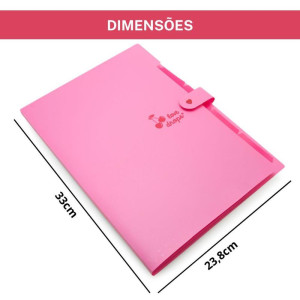 Pasta Sanfonada Plastica A4 5 Divisoes Cereja-124582-71743