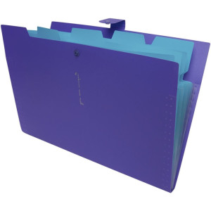 Pasta Sanfonada Plastica A4 5 Divisoes Lilas Neon-125916-59610