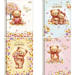 Caderno 01x1 Capa Dura Love Bears 80fls