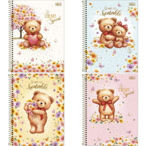 Caderno 10x1 Capa Dura Love Bears 160fls