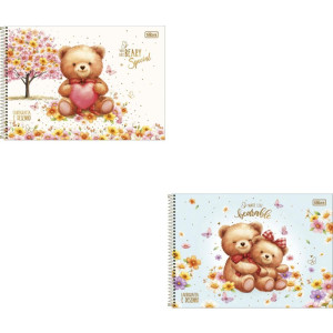 Caderno Desenho Univ Capa Dura Love Bears 80fls