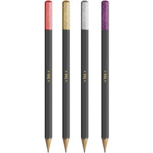 Lapis Preto Sextavado Tris Fancy 4 Cores