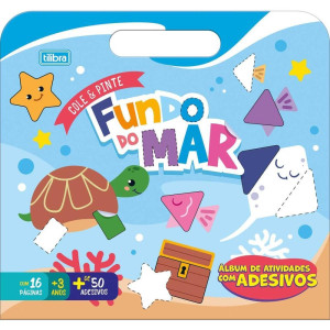 Livro Com Adesivos Cole E Pinte Fundo Do Mar 16pgs