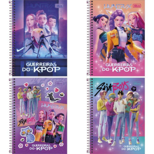 Caderno Espiral 1/4 Capa Dura Guerreiras Do K-pop 80fls