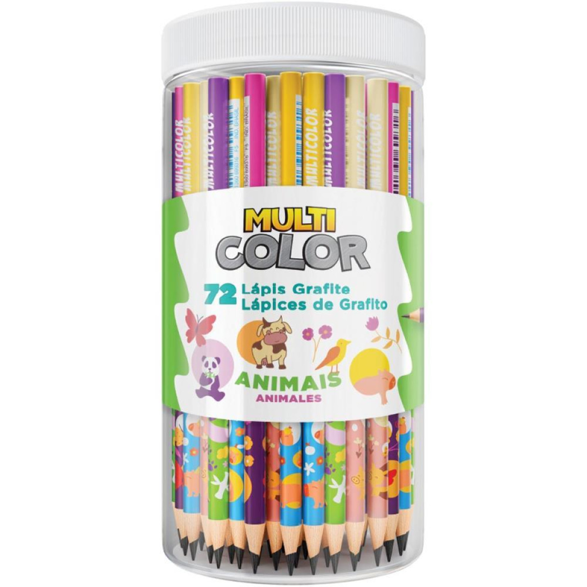 Lapis Preto Redondo Multicolor Grafite Animais-124992-24276