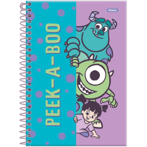 Caderno Espiral 1/4 Capa Dura Monstros S. A. 80f