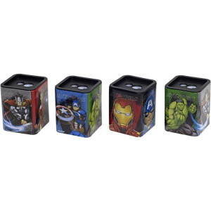 Apontador Com Deposito 2 Furos Avengers Quadrado Metalico 4mod-125706-95711