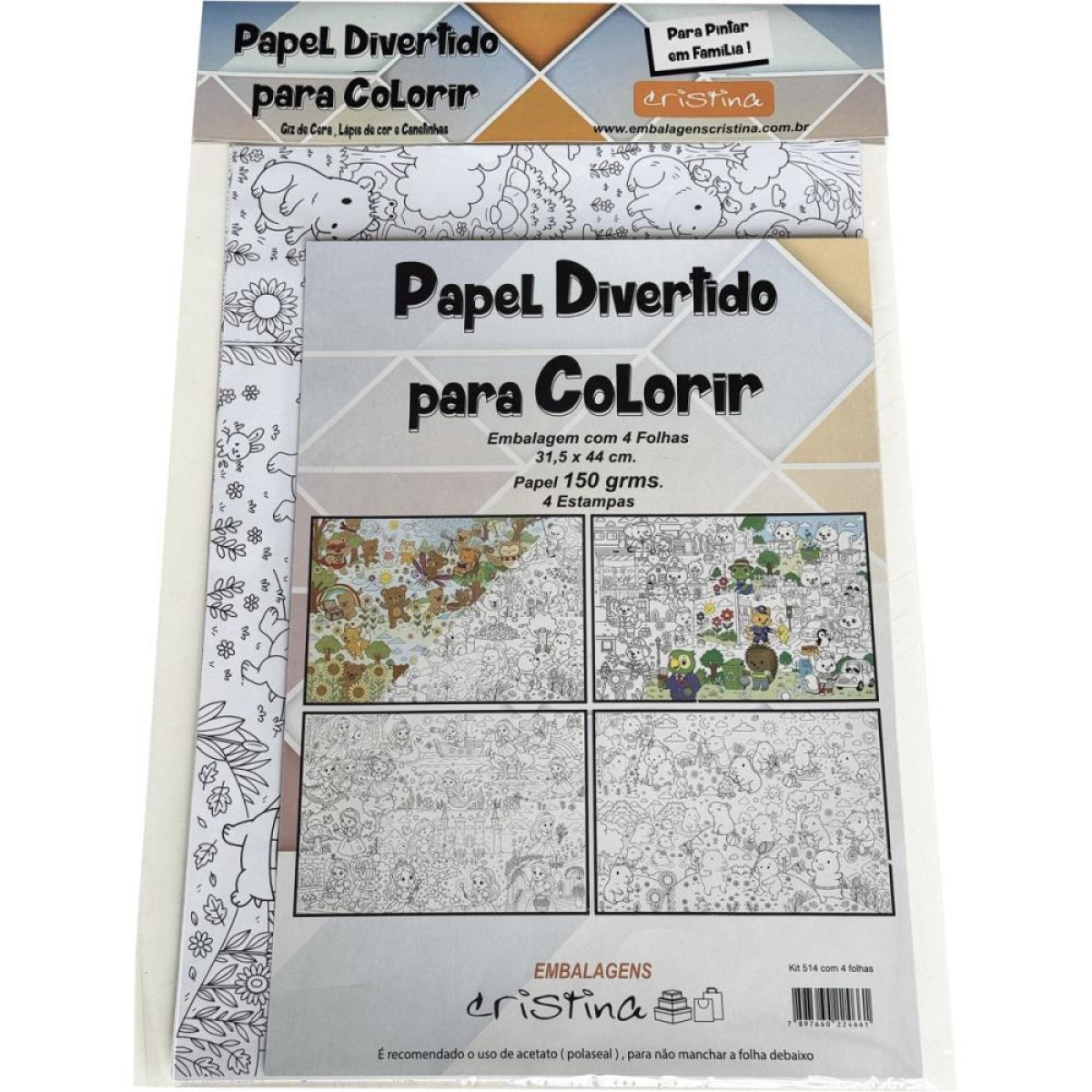 Brinquedo Para Colorir Papel Divertido 31,5x44cm 4fls-126484-66082