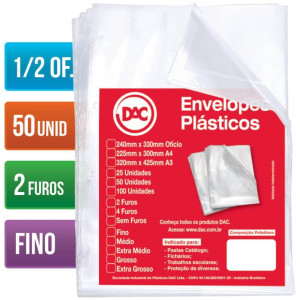 Envelope Plastico Oficio 2 Furos Finos 1/2-126479-71138