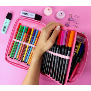 Estojo Box Tecido Rosa C/divisorias-126465-33920