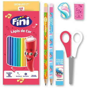 Kit Escolar Fini 12 Lapis De Cor + 6 Pecas-126011-55397