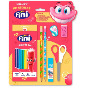 Kit Escolar Fini 12 Lapis De Cor + 6 Pecas