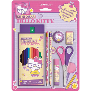 Kit Escolar Hello Kitty 12 Lapis Cor + 6pc
