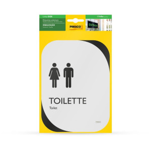 Placa De Sinalizacao Toilette Unissex Clean 13,8x18,5cm