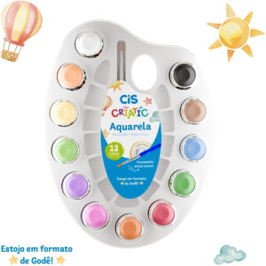 Aquarela Escolar Cis Criatic 12 Cores + Pincel