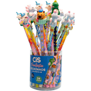 Lapis Preto Redondo Decorado Cis Fantasia Bichinhos 4mod (s-123975-83507