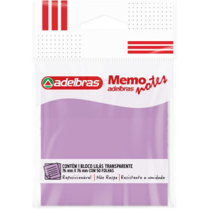 Bloco De Recado Autoadesivo Memonote Transparente 76x76 Lilas 50fls-126042-94415