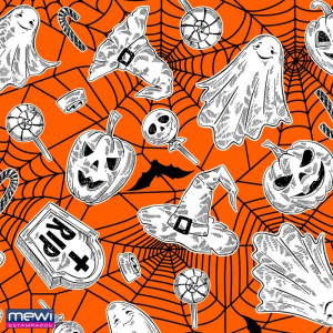 Tnt Estampado 1,40m 40g Halloween Fundo Laranja