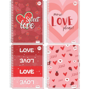 Caderno 10x1 Capa Dura Love You 160fls-125552-57008