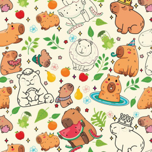 Papel Presente Bobina Couche 40cm. Mod.156 Capivaras