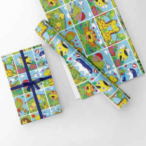 Papel Presente Bobina Couche 60cm. Mod.121 Bichinhos-125330-18989