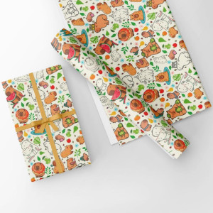 Papel Presente Bobina Couche 60cm. Mod.156 Capivaras-125332-16083