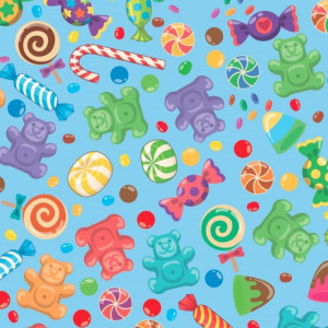 Papel Presente Bobina Couche 60cm. Mod.199 Doces E Pirulitos