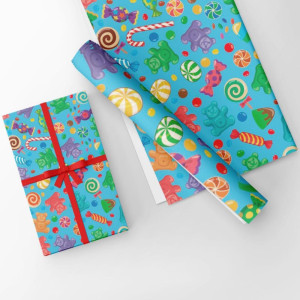 Papel Presente Bobina Couche 60cm. Mod.199 Doces E Pirulitos-125334-51565