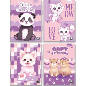 Caderno Brochura 1/4 Capa Dura Kawaii 96 Folhas