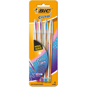 Caneta Esferografica Cristal Fina Fashion 4 Cores