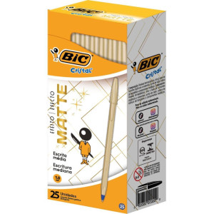 Caneta Esferografica Cristal Mate Ouro