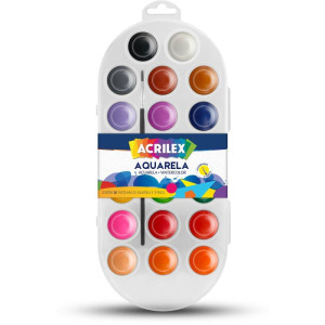 Aquarela Escolar 20 Cores + Pincel