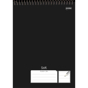 Caderno 01x1 Capa Dura Stiff Slim Topo Canhoto 80fls Preto