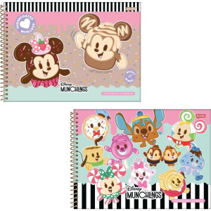 Caderno Desenho Univ Capa Dura Disney Munchillings 80fls