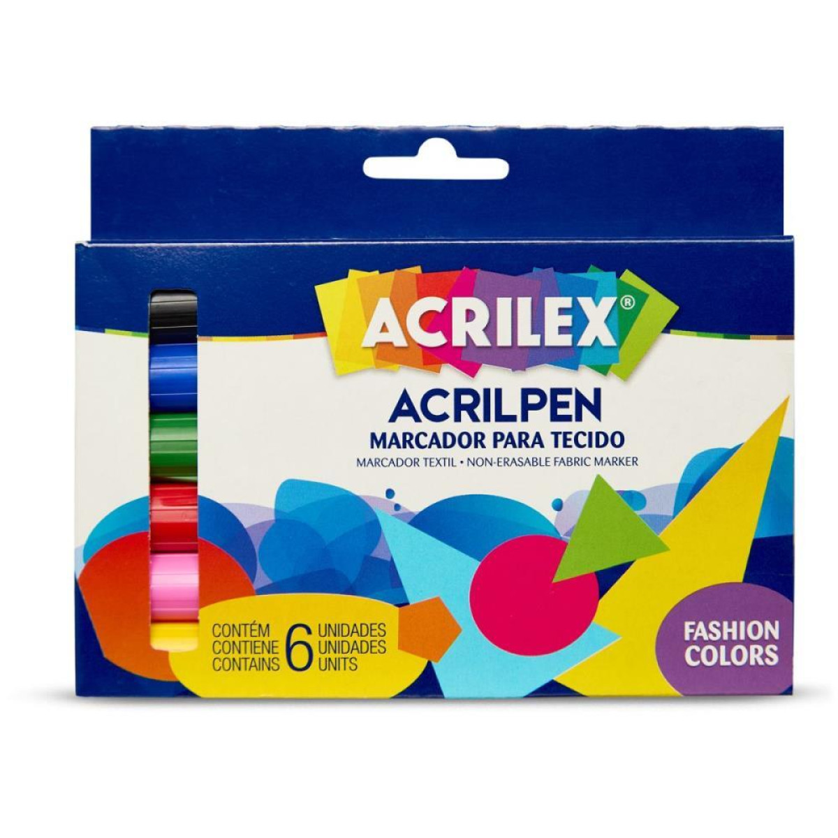 Caneta Para Tecido 6 Cores Sortidas Acrilpen-126499-56411