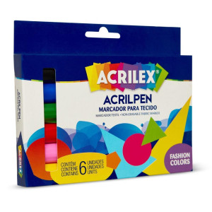 Caneta Para Tecido 6 Cores Sortidas Acrilpen-126499-81684
